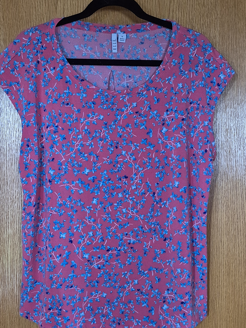 Elle Deep Pink Blouse with Blue Floral Print